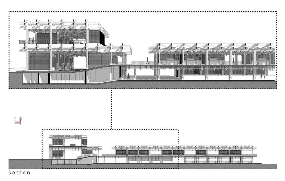 浦安漁港における公共空間のデザイン_断面図